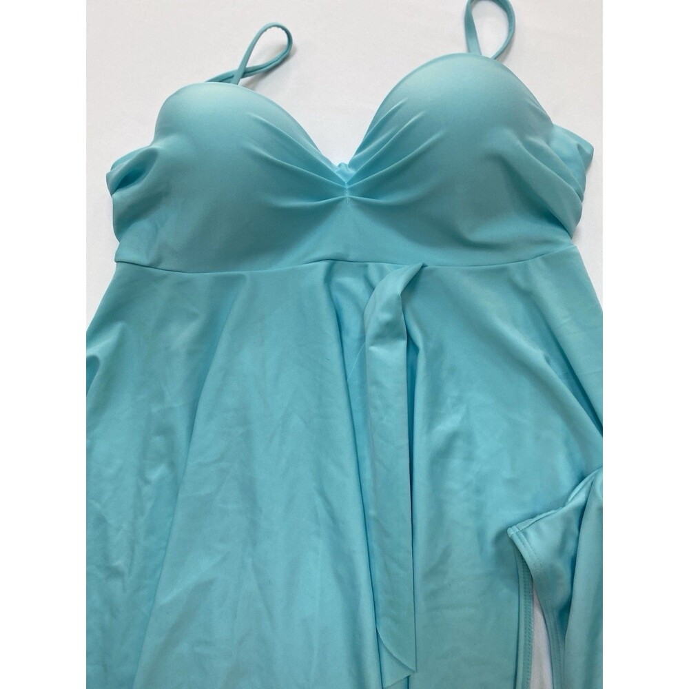 Women Size 1XL Aqua Turquoise Tankini Swimsuit Set High Waist Bathing Suit - Picture 2 of 8